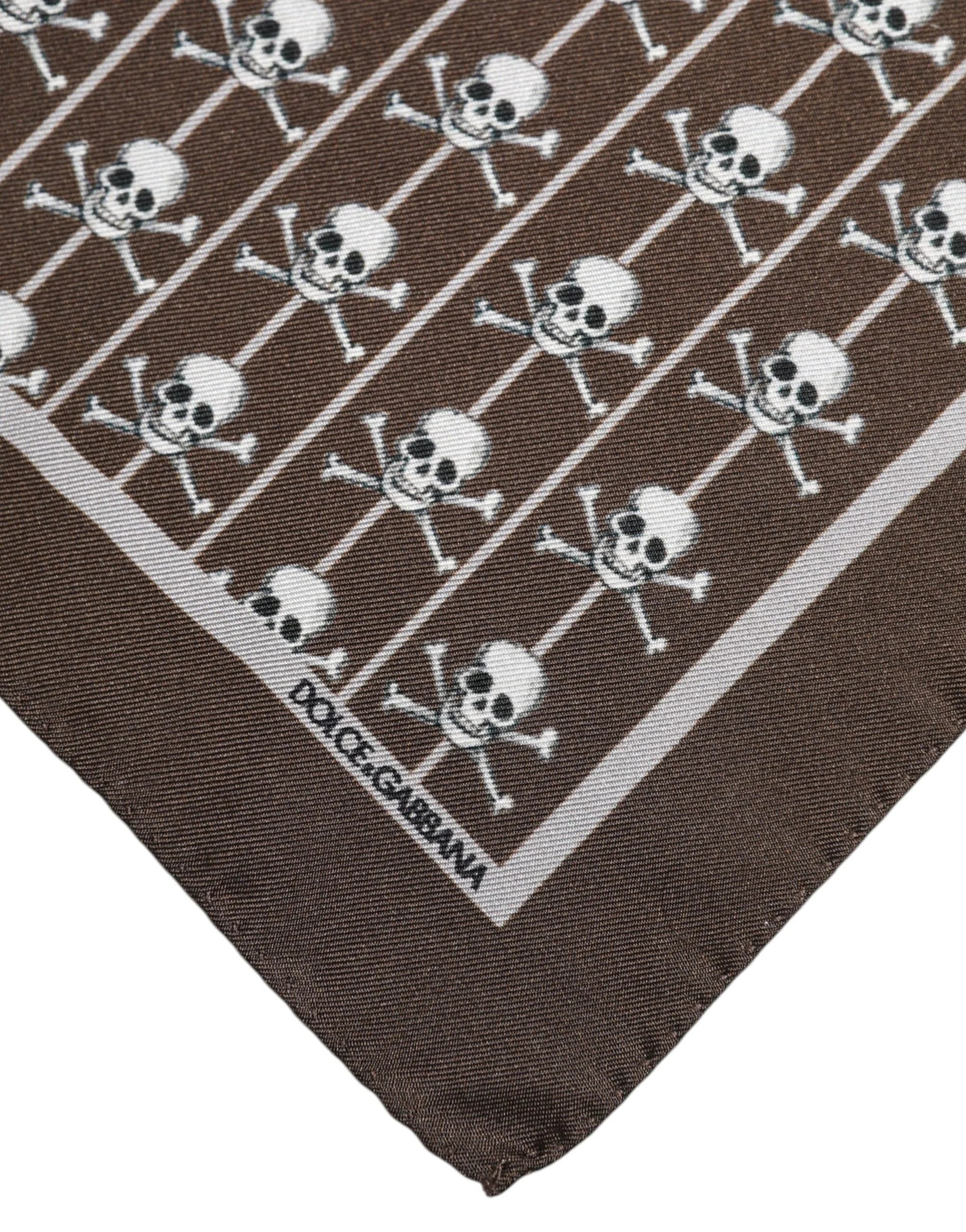 Dolce & Gabbana Brown Skull Silk Square Men Foulard Scarf - Scarves & Shawls