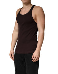 Dolce & Gabbana Brown Sleeveless Round Neck Tank Top T-shirt