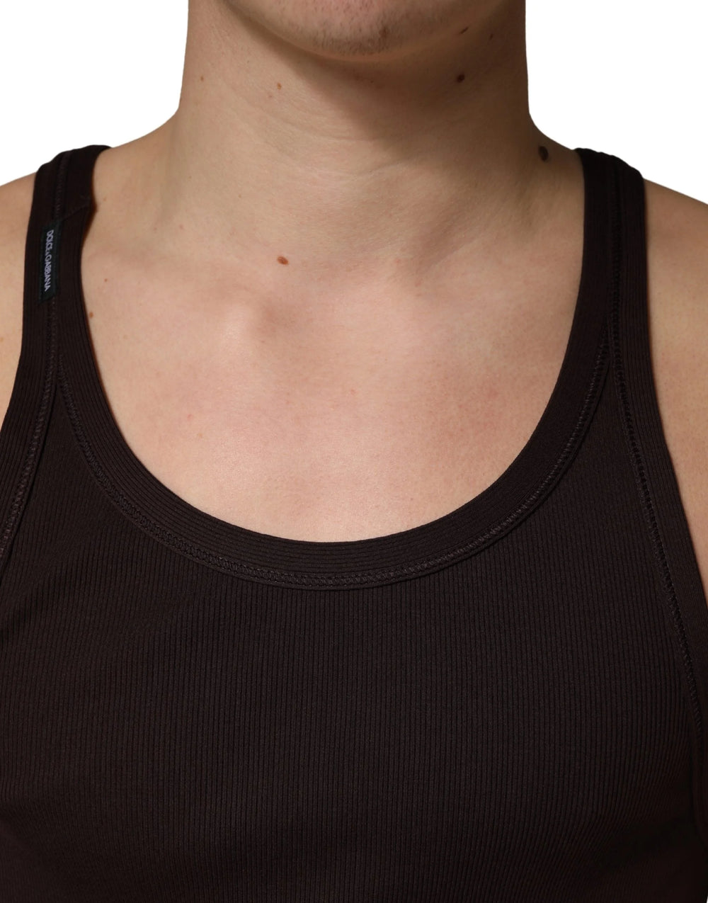 Dolce & Gabbana Brown Sleeveless Round Neck Tank Top T-shirt