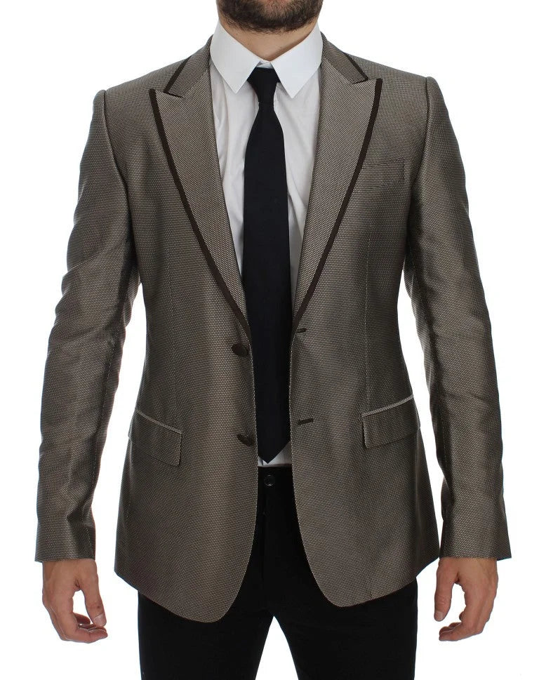 Dolce & Gabbana Brown Slim Fit Silk Two Button Blazer - IT44 | XS - Sport Jackets