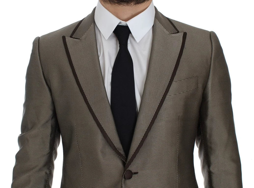 Dolce & Gabbana Brown Slim Fit Silk Two Button Blazer - IT44 | XS - Sport Jackets