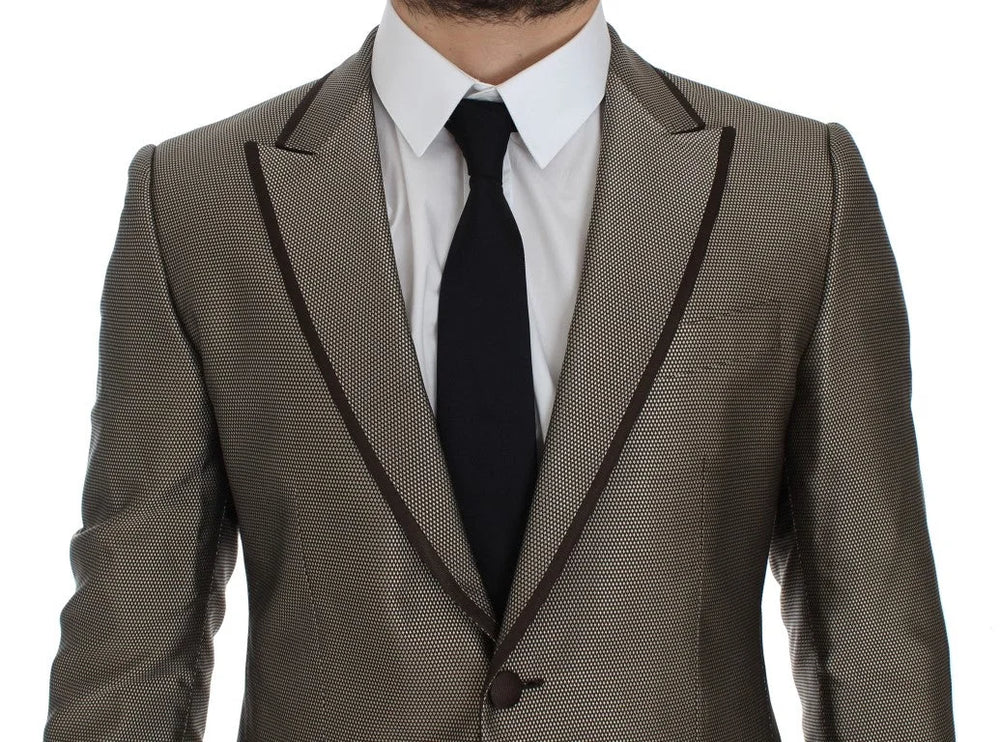 Dolce & Gabbana Brown Slim Fit Silk Two Button Blazer - IT44 | XS - Sport Jackets