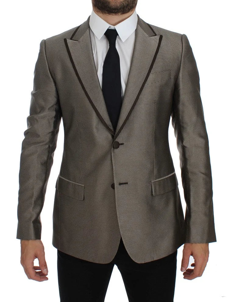 Dolce & Gabbana Brown Slim Fit Silk Two Button Blazer - IT44 | XS - Sport Jackets