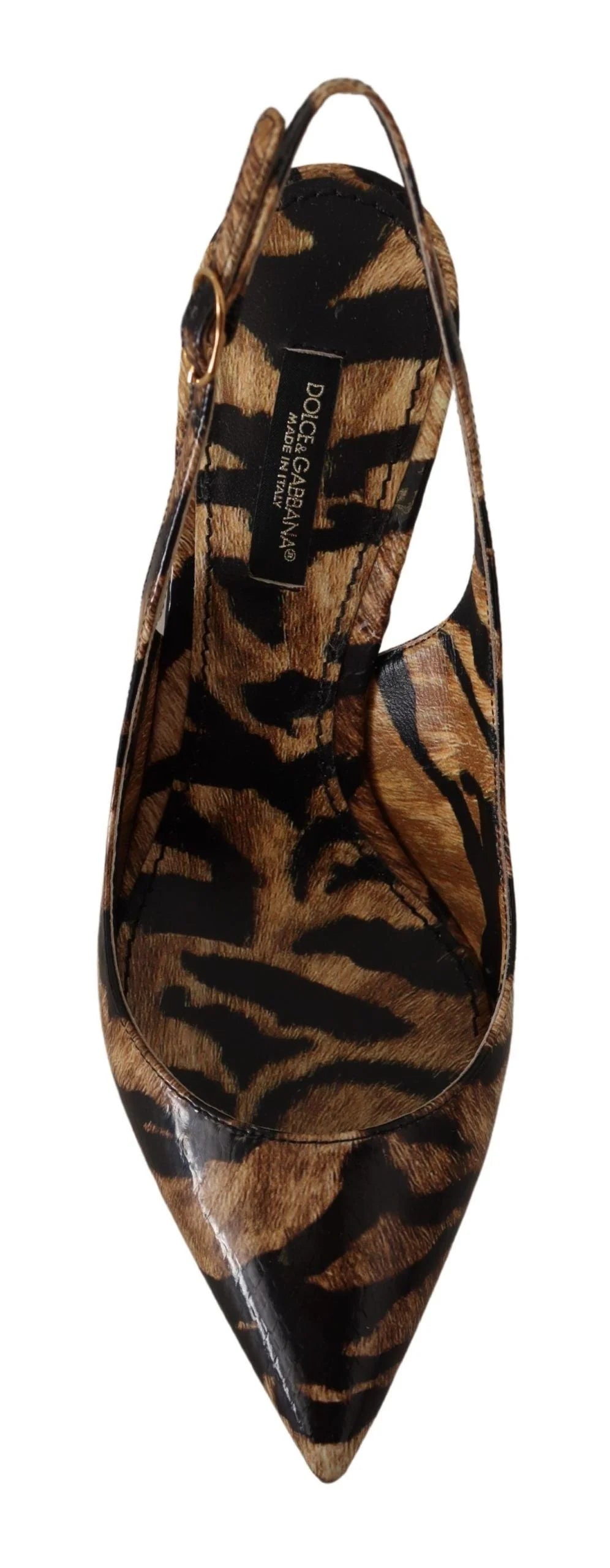 Dolce & Gabbana Brown Slingbacks Leather Tiger Shoes - EU37/US6.5
