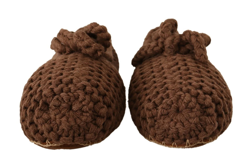 Dolce & Gabbana Brown Slip On Ballerina Flats Wool Knit Shoes - EU40/US9.5 - Flats