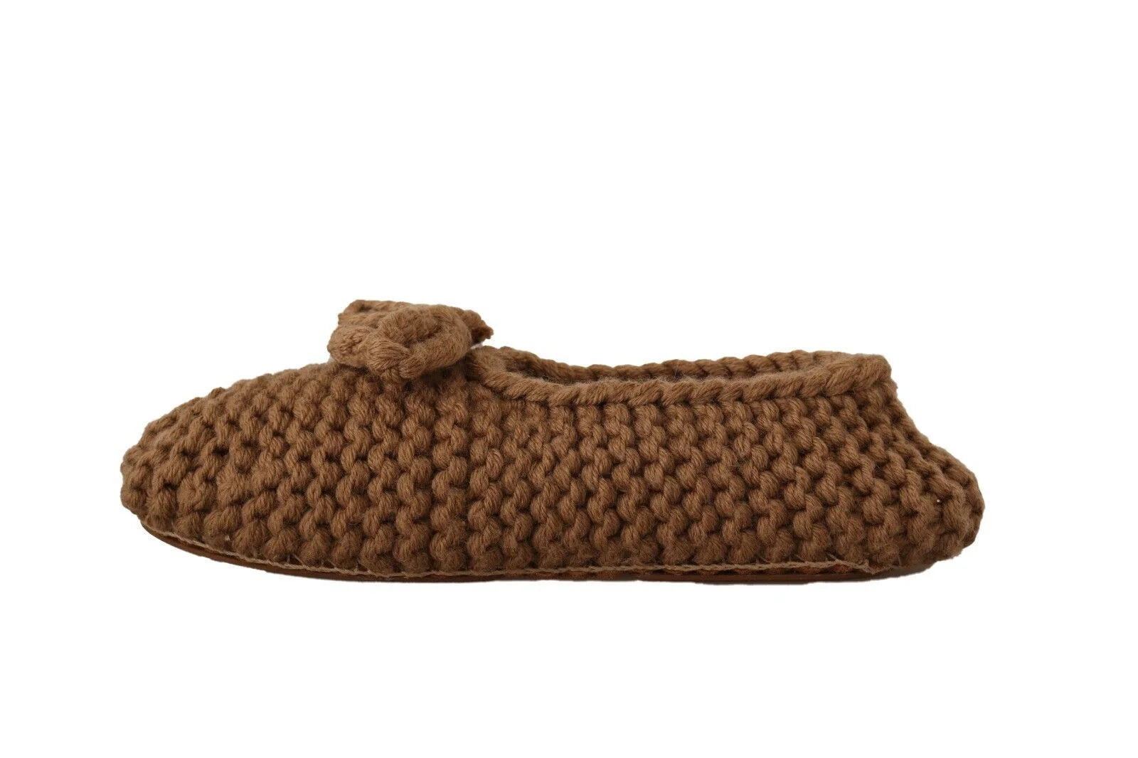 Dolce & Gabbana Brown Slip On Ballerina Flats Wool Knit Shoes - Flats