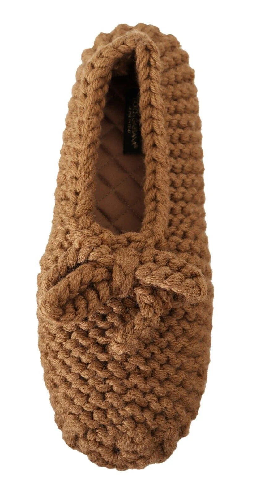 Dolce & Gabbana Brown Slip On Ballerina Flats Wool Knit Shoes - Flats