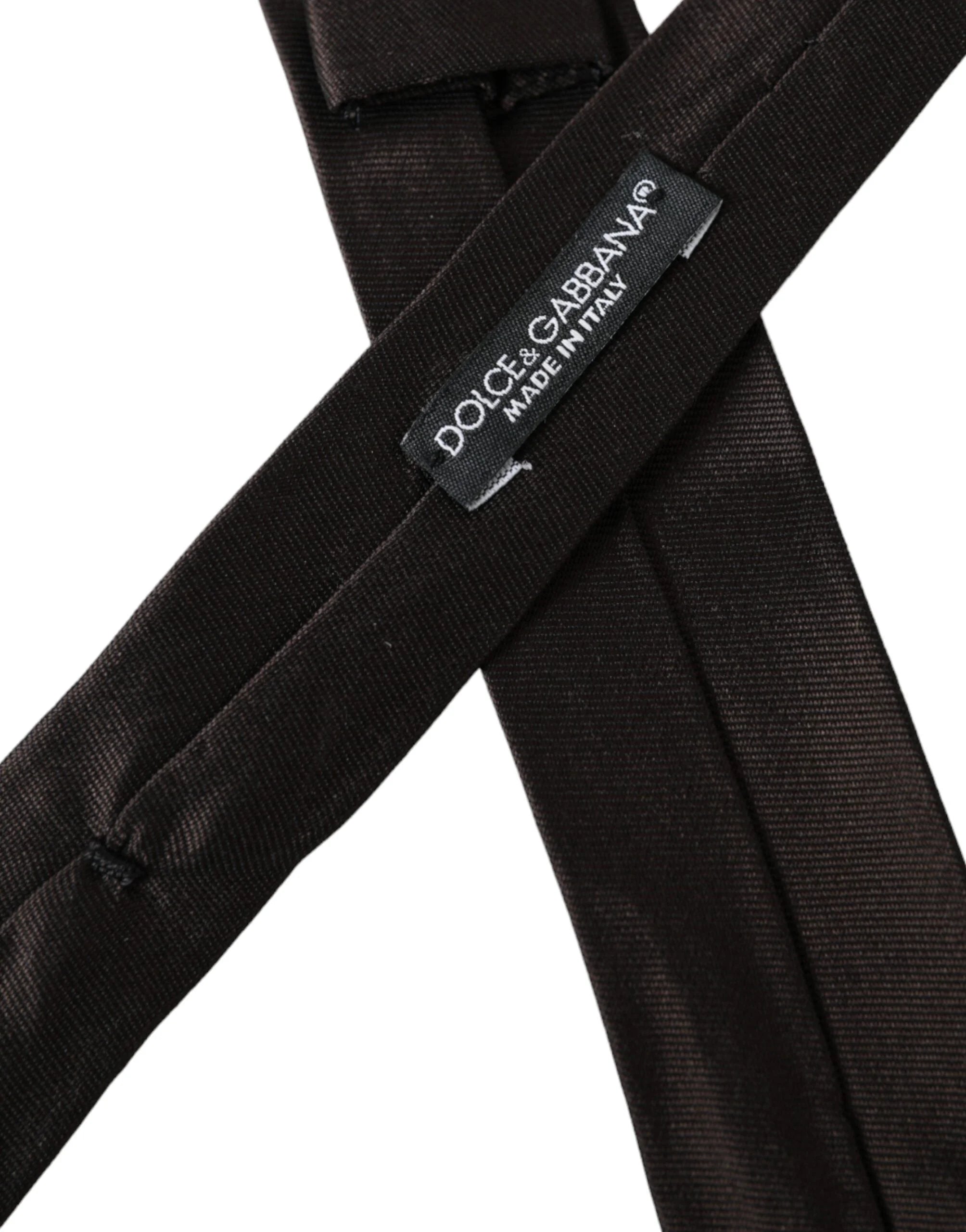 Dolce & Gabbana Brown Solid 100% Silk Adjustable Tie - Neckties