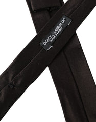 Dolce & Gabbana Brown Solid 100% Silk Adjustable Tie - Neckties