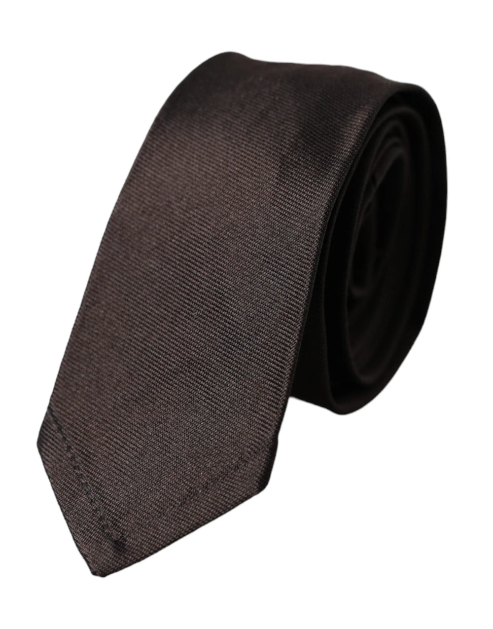 Dolce & Gabbana Brown Solid 100% Silk Adjustable Tie - Neckties