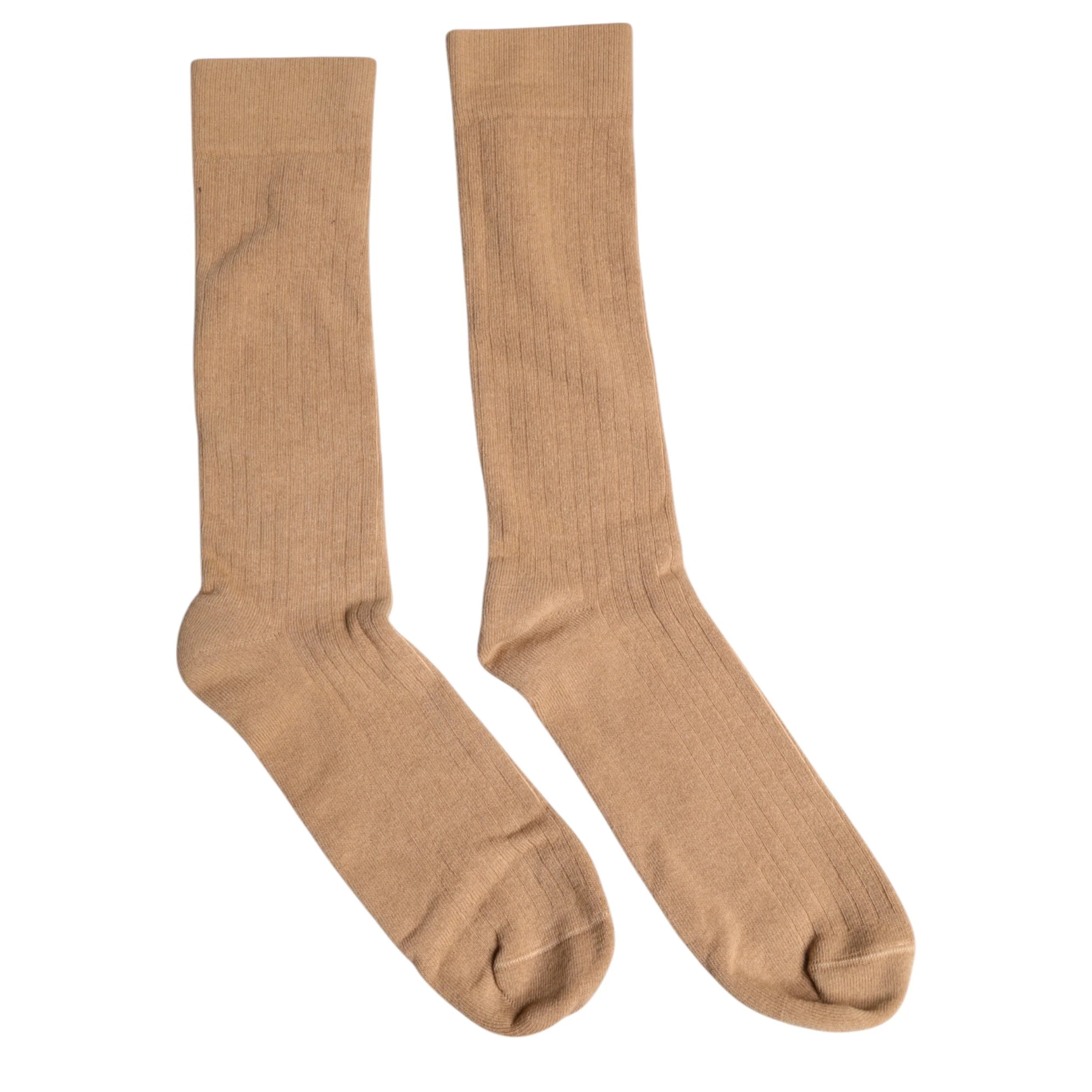 Dolce & Gabbana Brown Solid Cotton Mid Calf Men Socks - L