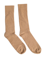 Dolce & Gabbana Brown Solid Cotton Mid Calf Men Socks - L