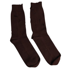 Dolce & Gabbana Brown Solid Cotton Stretch Mid Calf Socks - L - Crew Socks