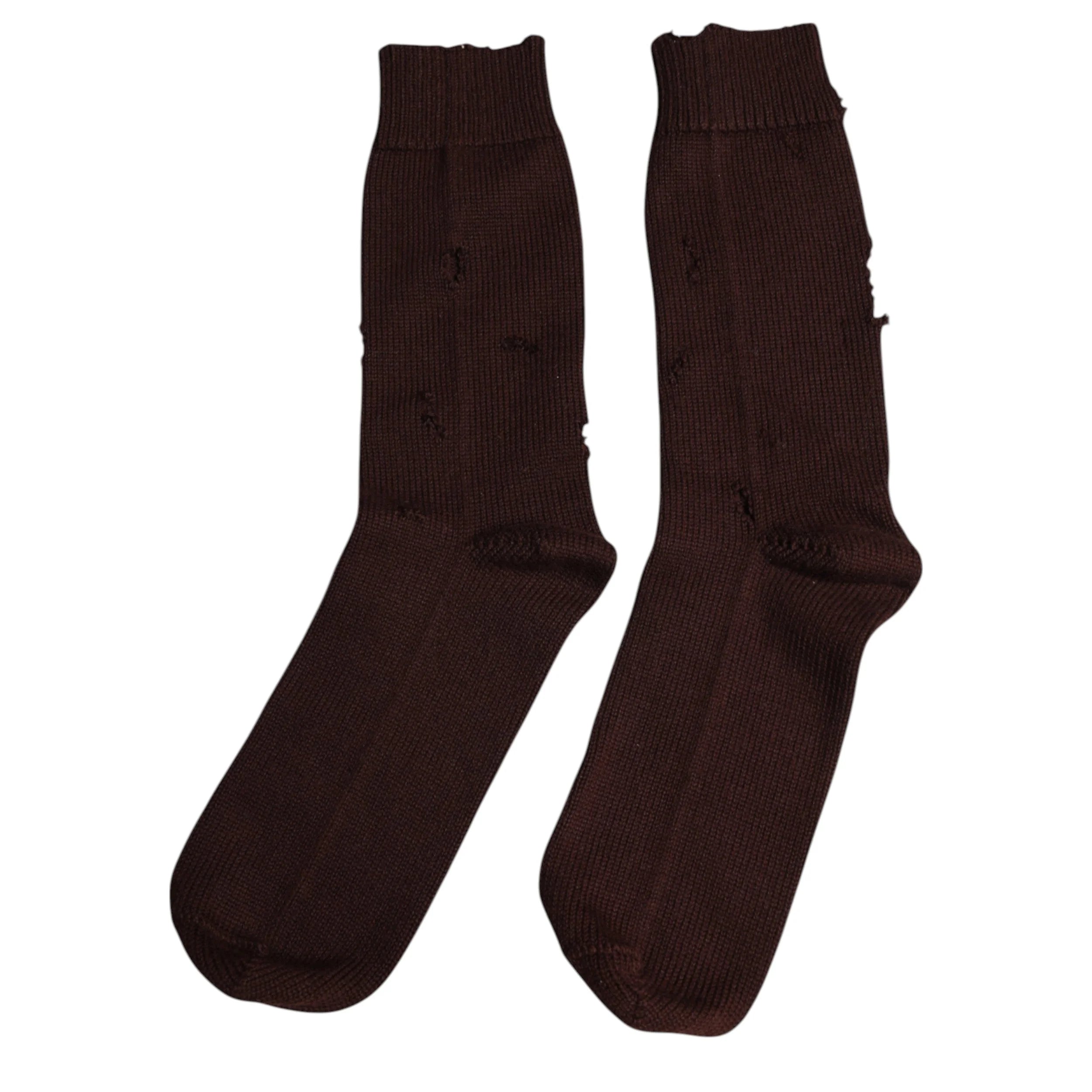Dolce & Gabbana Brown Solid Cotton Stretch Mid Calf Socks - L - Crew Socks