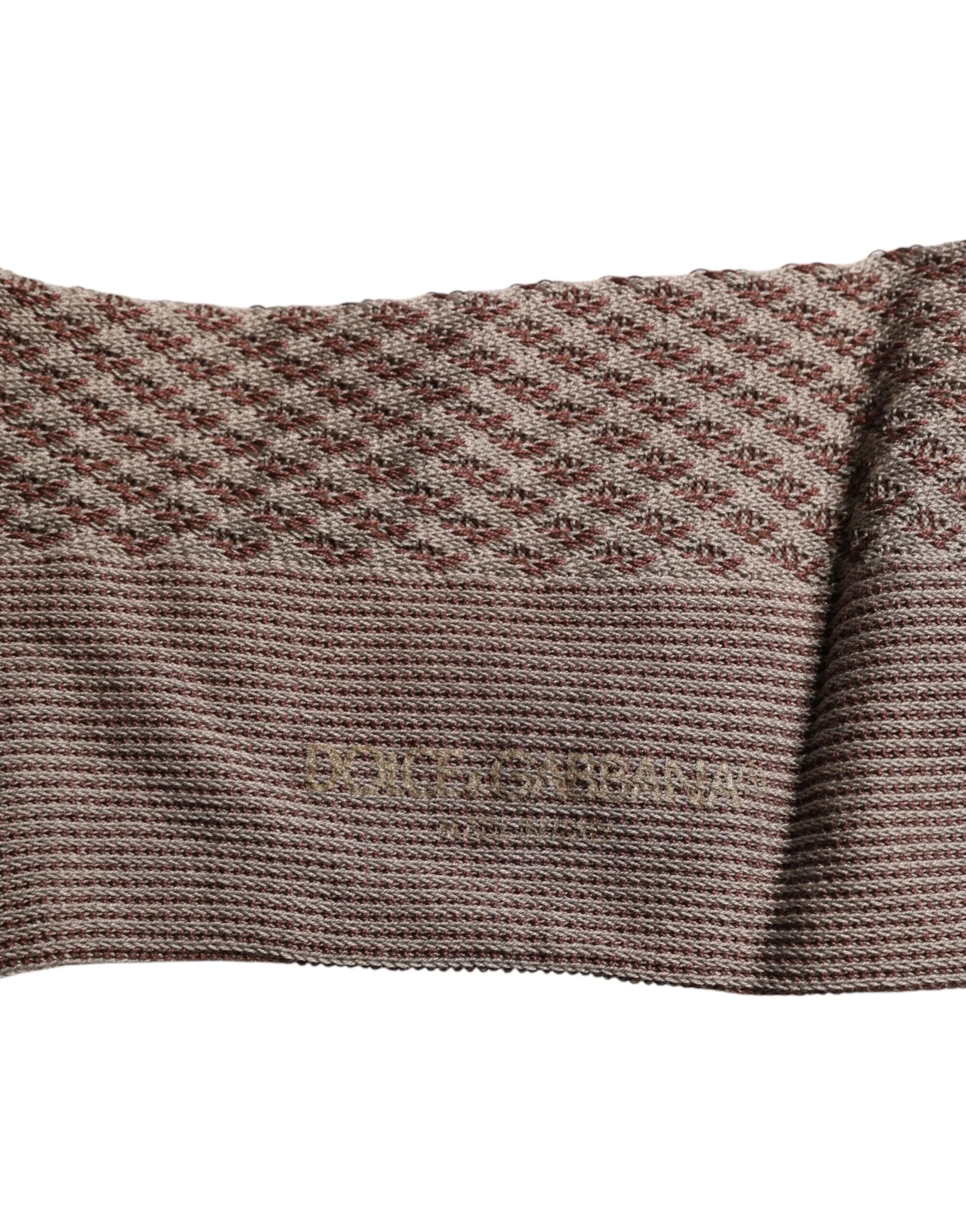 Dolce & Gabbana Brown Solid DG Logo Mid Calf Men Socks - L - Crew Socks