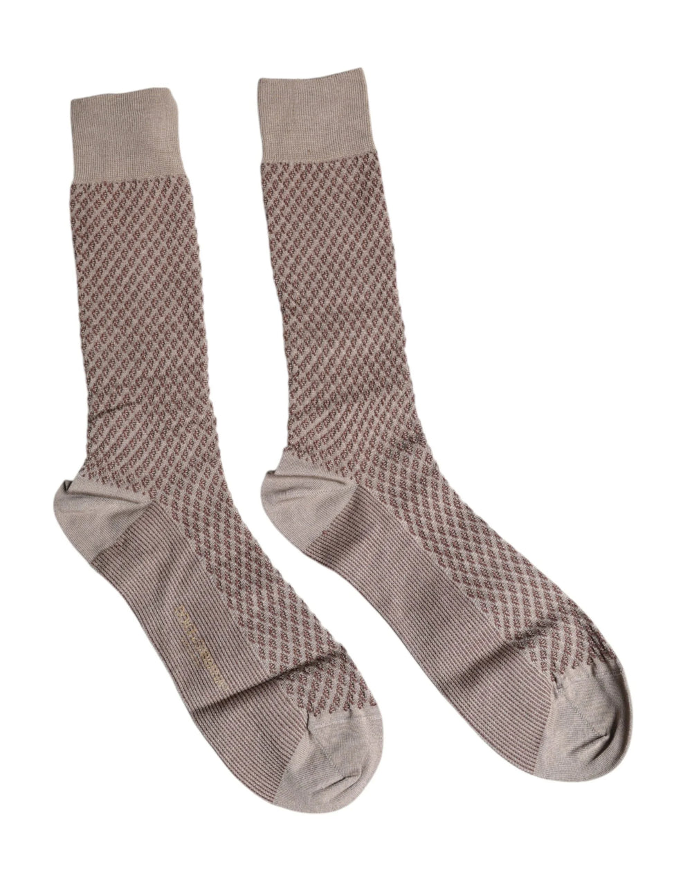 Dolce & Gabbana Brown Solid DG Logo Mid Calf Men Socks - L - Crew Socks