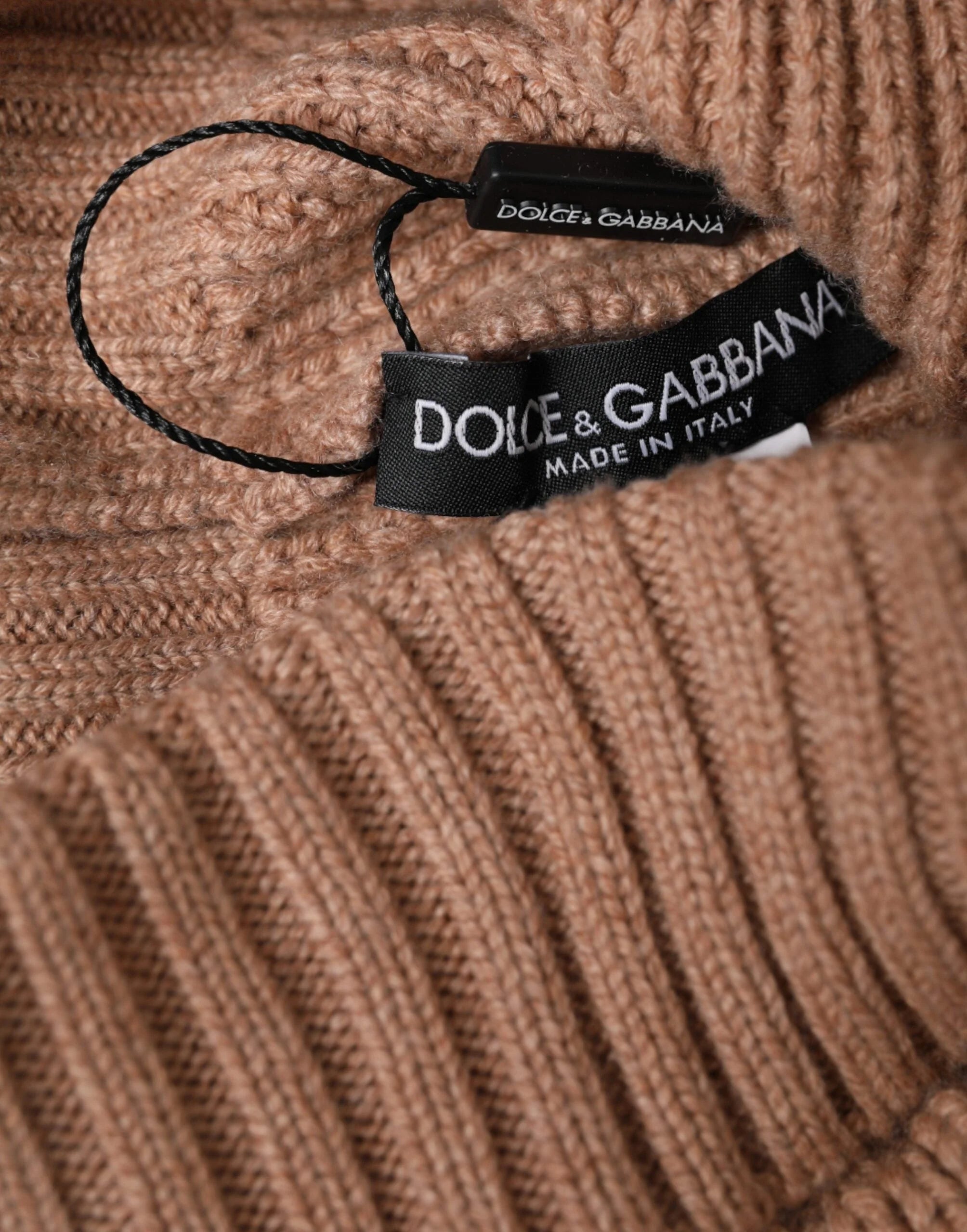 Dolce & Gabbana Brown Solid Knitted Fur Ball Winter Beanie Hat - S - Beanies