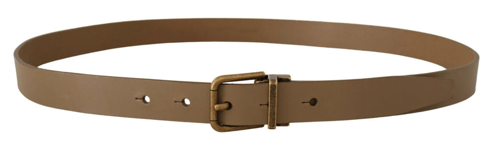 Dolce & Gabbana Brown Solid Leather Brass Buckle Classic Belt - 90 cm / 36 Inches - Belts