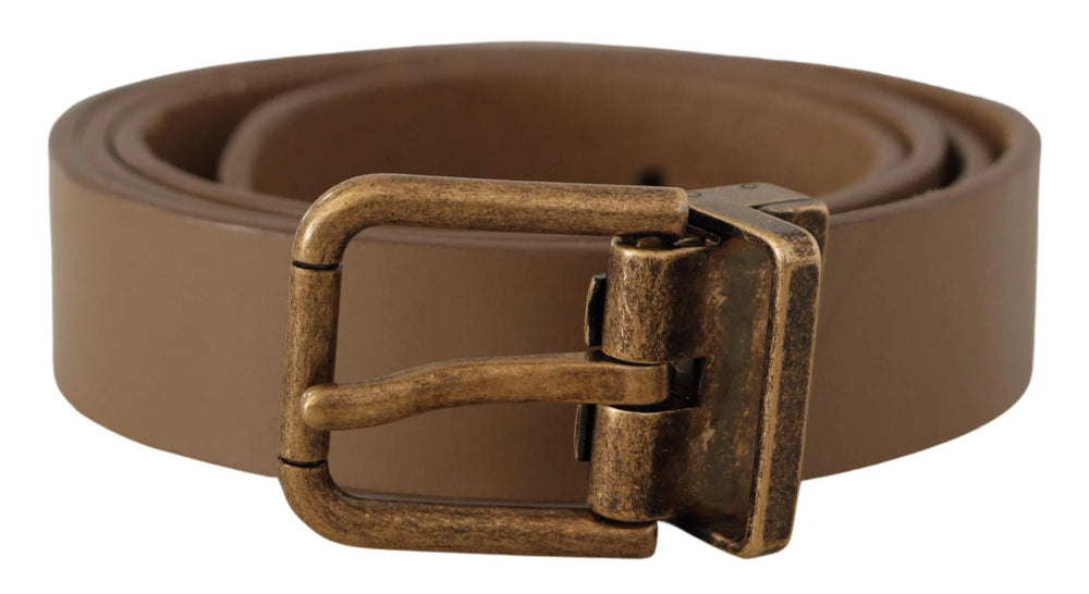 Dolce & Gabbana Brown Solid Leather Brass Buckle Classic Belt - 90 cm / 36 Inches - Belts