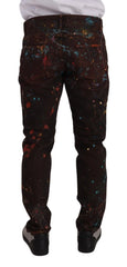 Dolce & Gabbana Brown Splash Color Cotton Regular Denim Jeans - IT52 | XL - Jeans