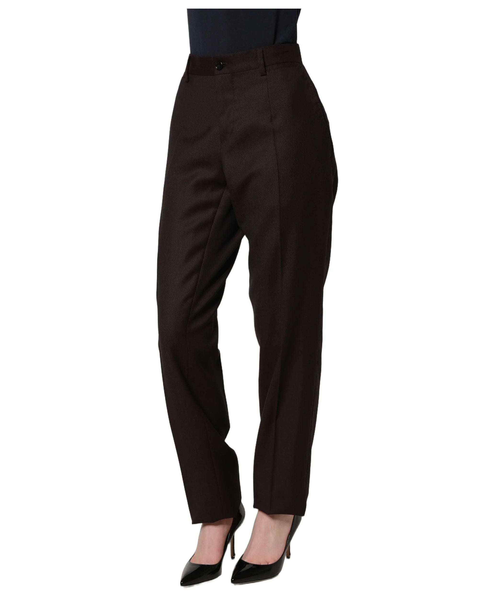 Dolce & Gabbana Brown Straight Leg Dress Silk Trousers Pants - IT44 | L