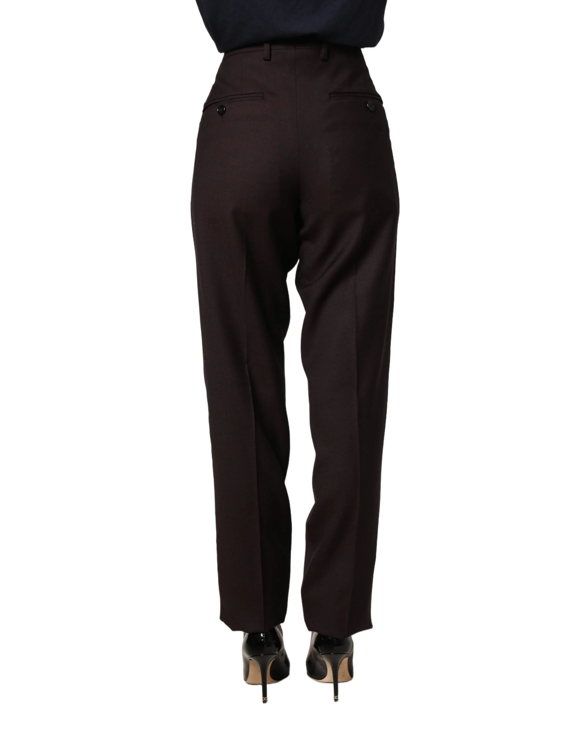 Dolce & Gabbana Brown Straight Leg Dress Silk Trousers Pants - IT44 | L