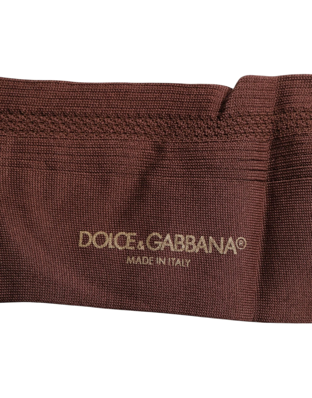 Dolce & Gabbana Brown Stretch Logo Print Mid Calf Socks - L - Crew Socks