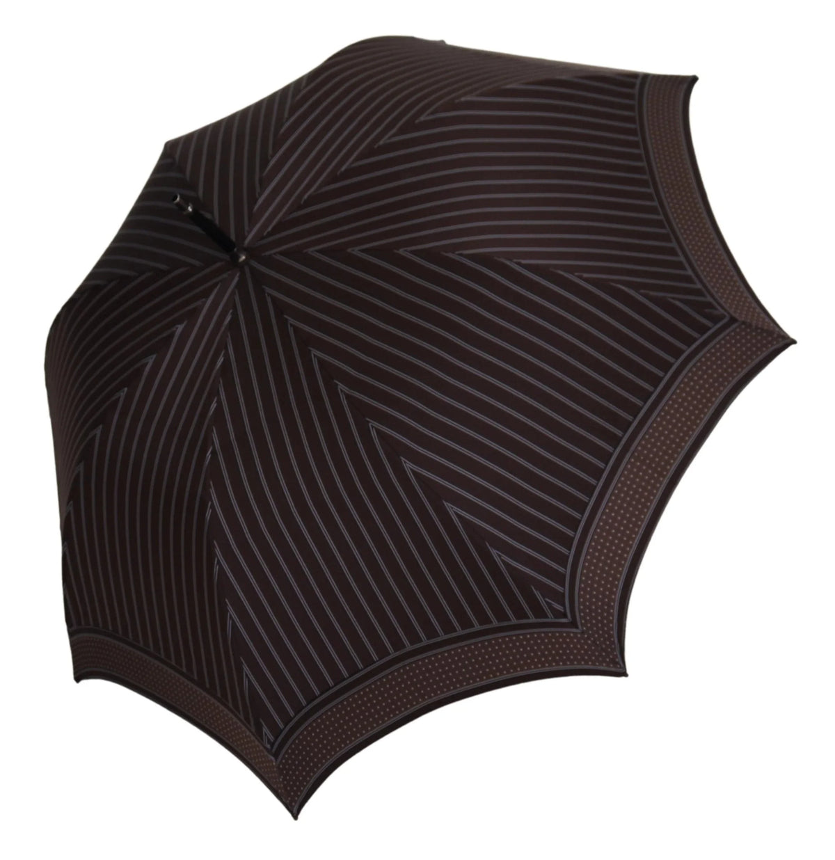 Dolce & Gabbana Brown Striped Leather Handle Collapsible Sartoria Umbrella - Rain Umbrellas