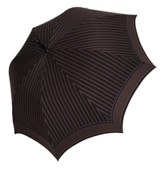 Dolce & Gabbana Brown Striped Leather Handle Collapsible Sartoria Umbrella - Rain Umbrellas