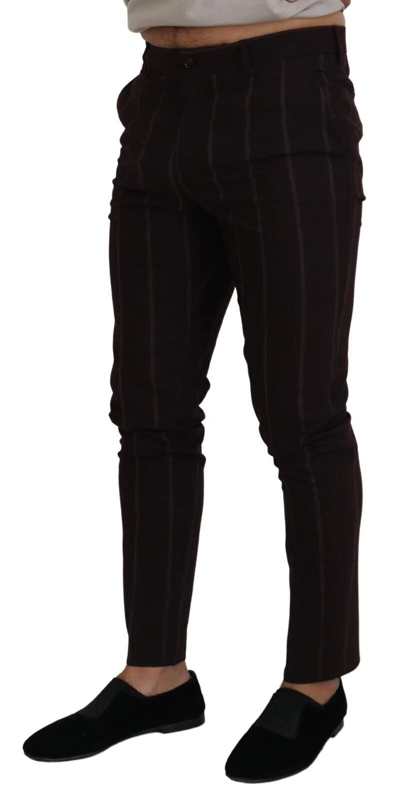 Dolce & Gabbana Brown Striped Men Trousers Cotton Pants - IT48 | M - Trousers