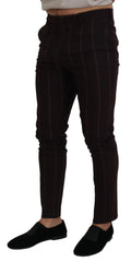 Dolce & Gabbana Brown Striped Men Trousers Cotton Pants - IT48 | M - Trousers