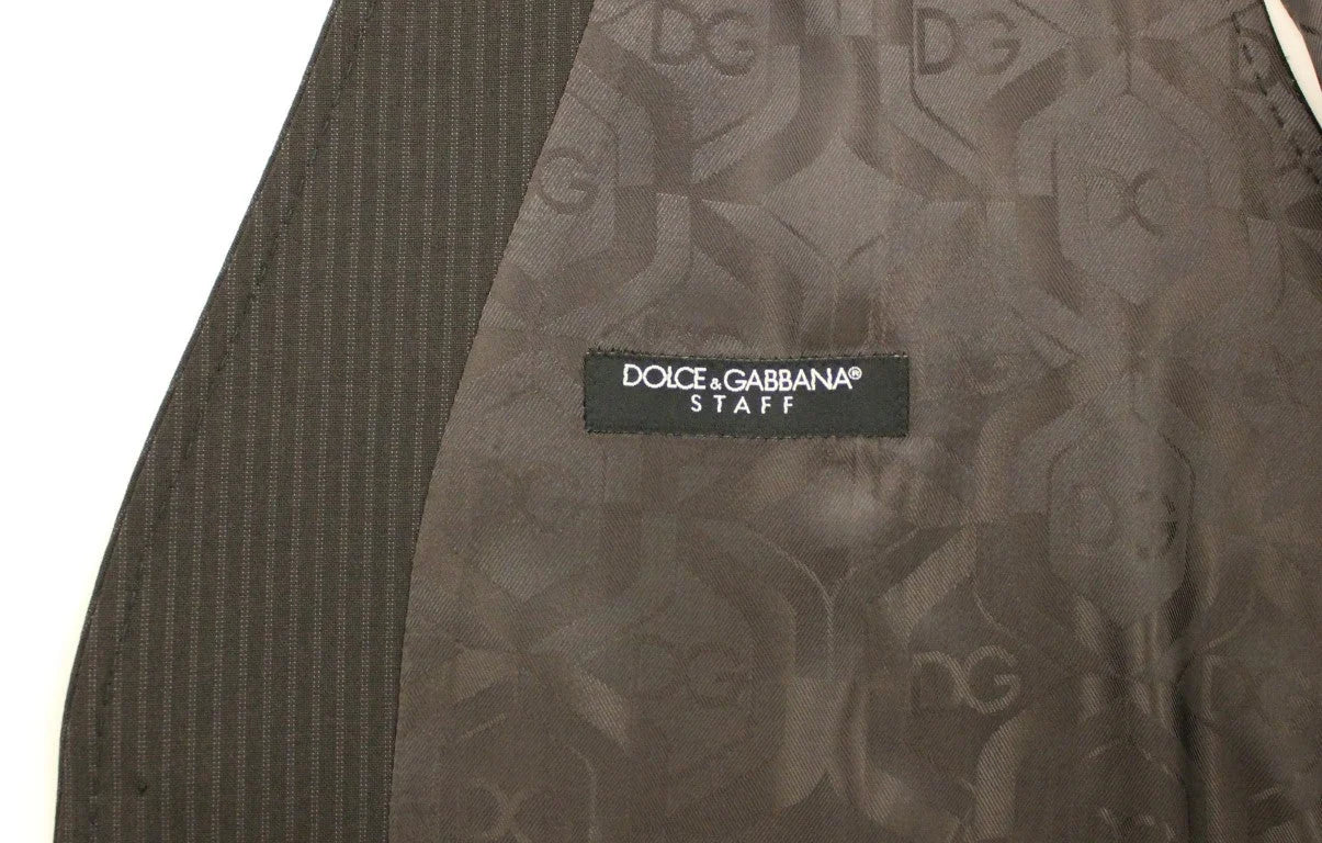 Dolce & Gabbana Brown Striped Stretch Dress Vest - IT54 | XL - Vests