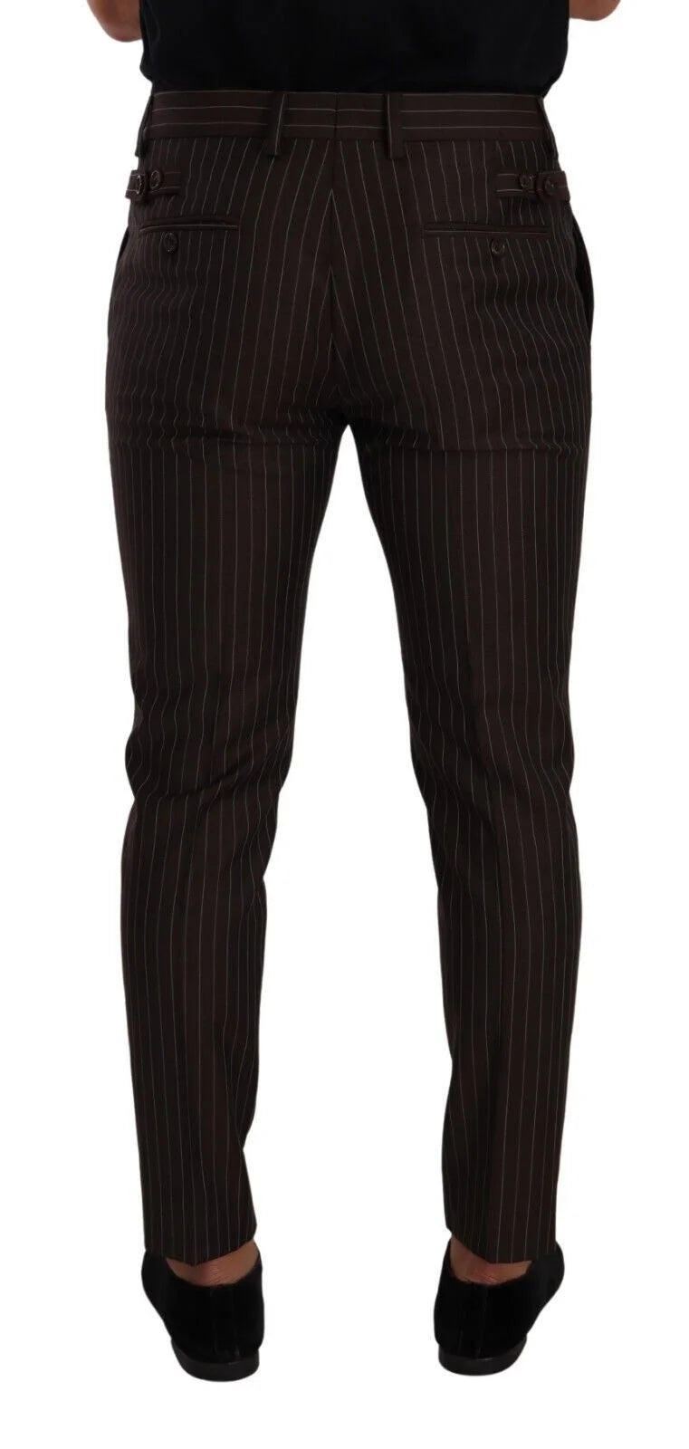 Dolce & Gabbana Brown Striped Wool Formal Trouser Dress Pants - IT48 | M - Trousers