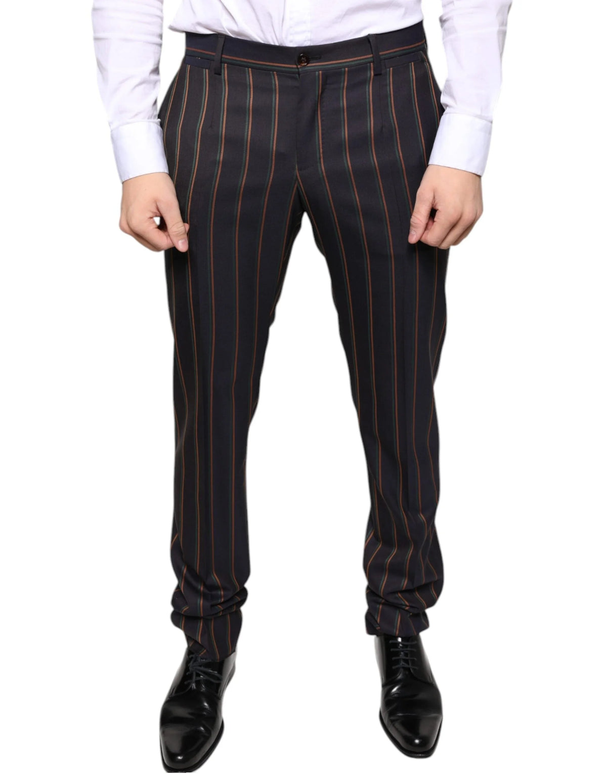 Dolce & Gabbana Brown Stripes Skinny Men Dress Pants - IT48 | M - Trousers