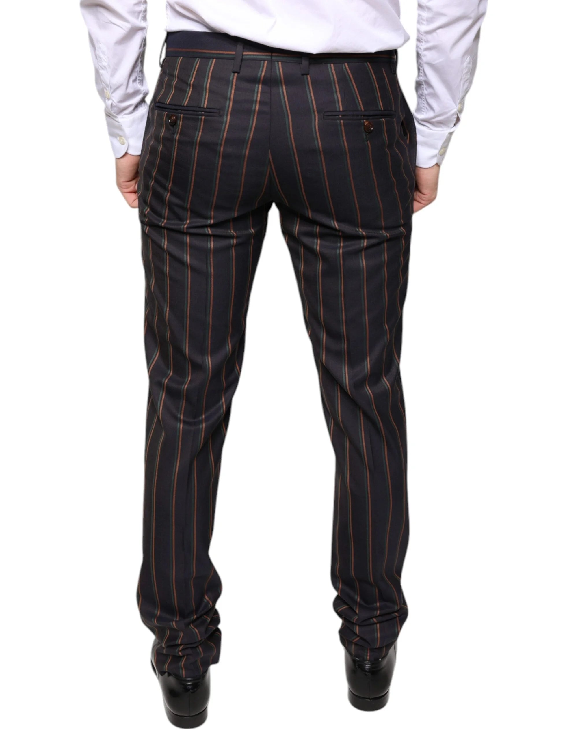Dolce & Gabbana Brown Stripes Skinny Men Dress Pants - IT48 | M - Trousers