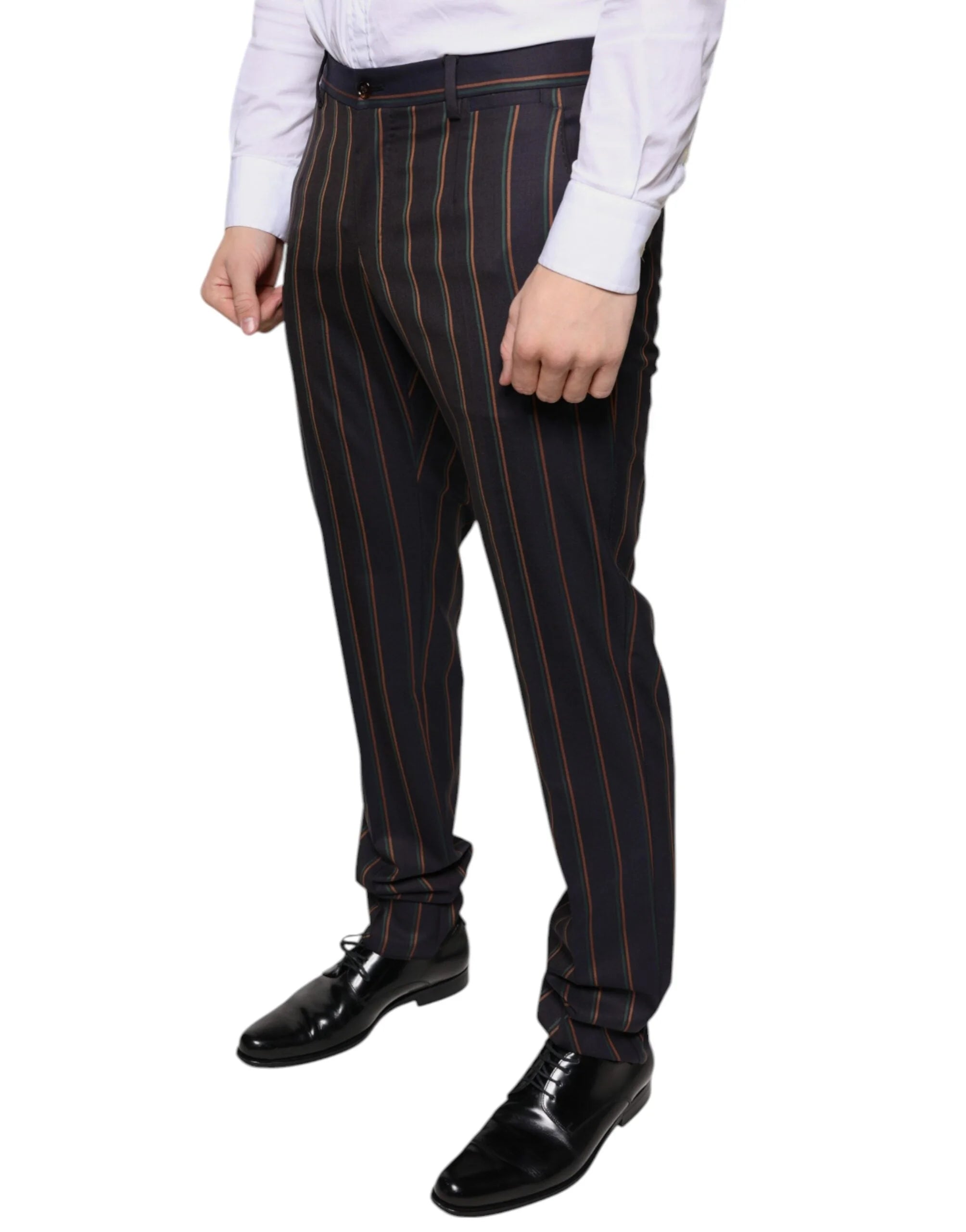 Dolce & Gabbana Brown Stripes Skinny Men Dress Pants - IT48 | M - Trousers