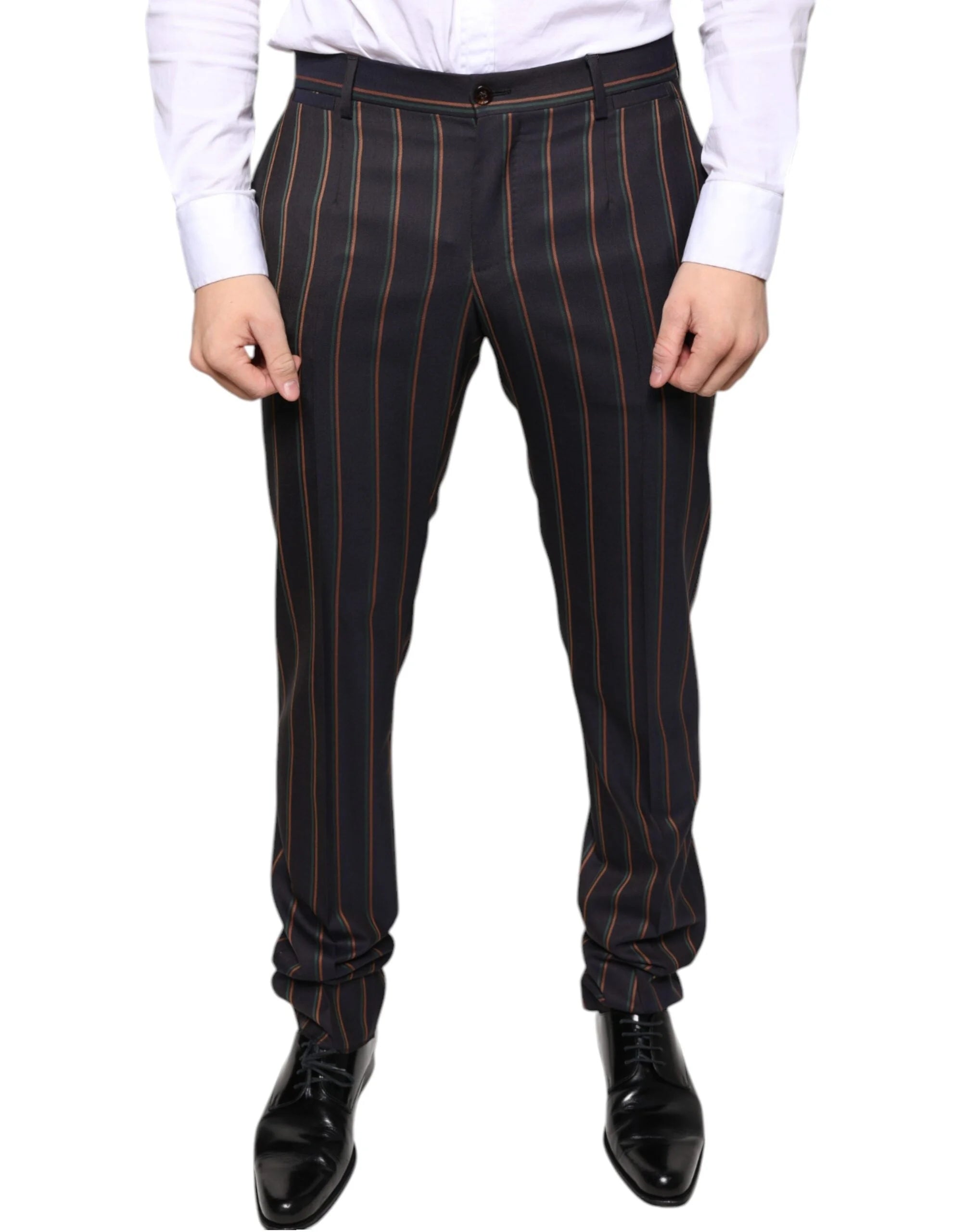 Dolce & Gabbana Brown Stripes Skinny Men Dress Pants - IT48 | M - Trousers