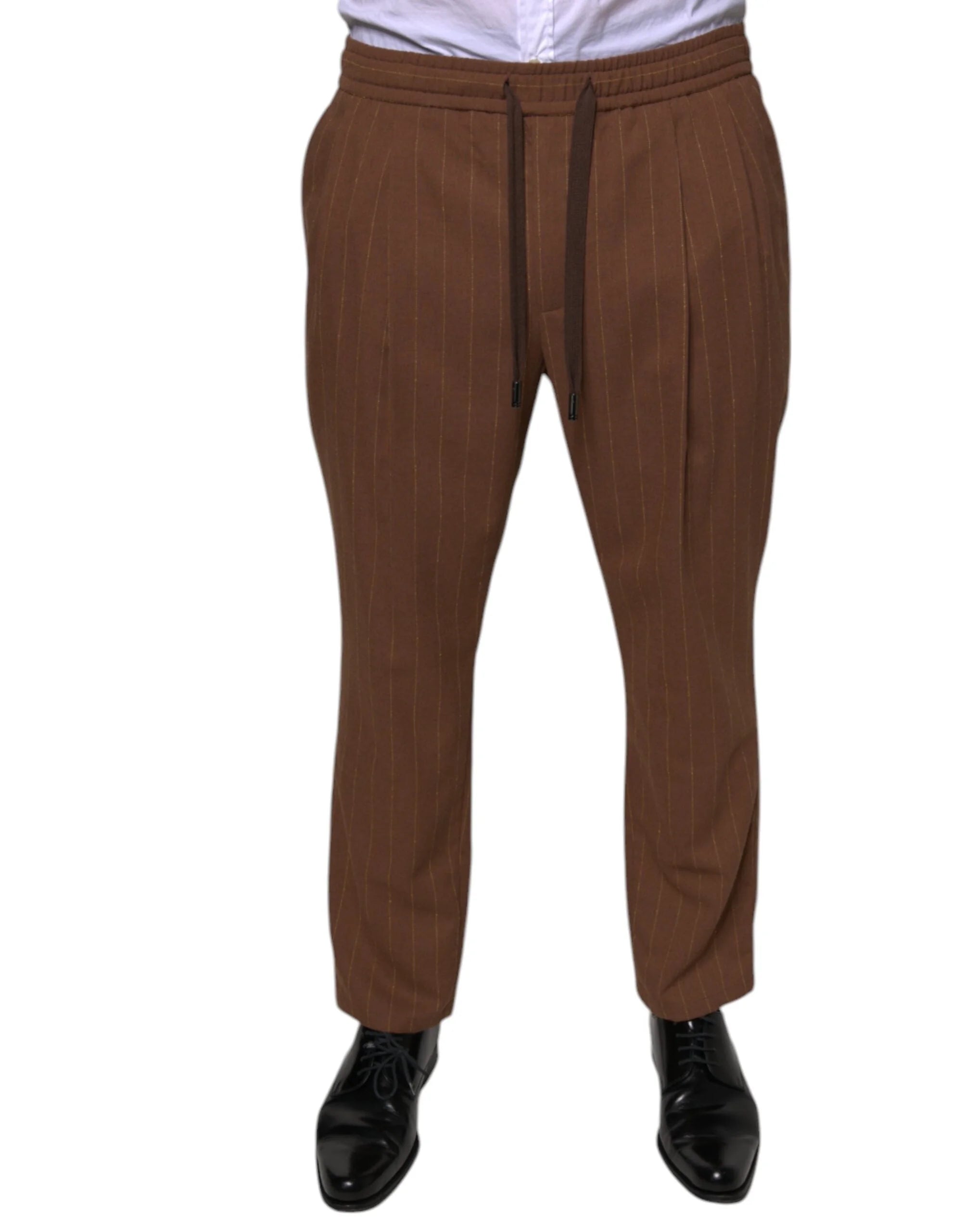 Dolce & Gabbana Brown Stripes Skinny Men Dress Pants - IT48 | M - Trousers