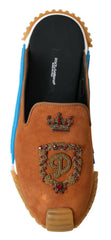 Dolce & Gabbana Brown Suede Crown Logo NS1 Slides Sandals - EU39/US6