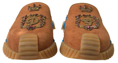 Dolce & Gabbana Brown Suede Crown Logo NS1 Slides Sandals - EU39/US6