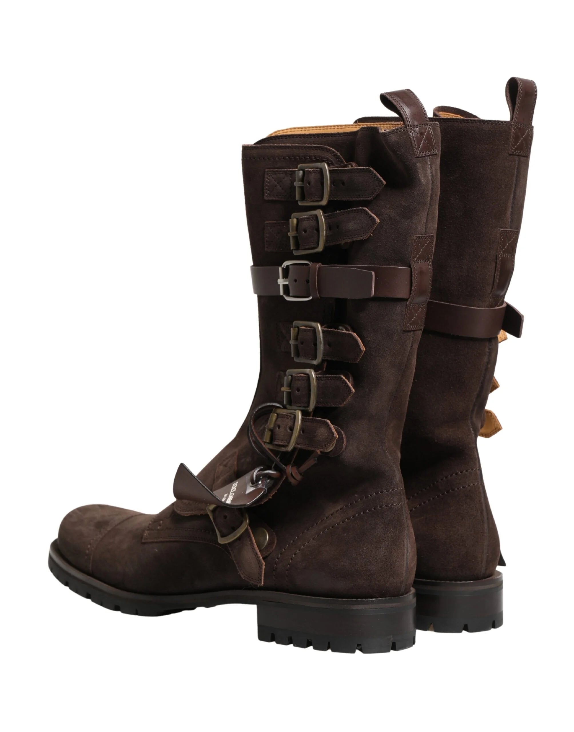 Dolce & Gabbana Brown Suede Leather Combat Ankle Boots Shoes