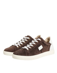 Dolce & Gabbana Brown Suede Leather Low Top Men Sneakers Shoes - Sneakers