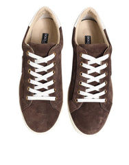 Dolce & Gabbana Brown Suede Leather Low Top Men Sneakers Shoes - Sneakers