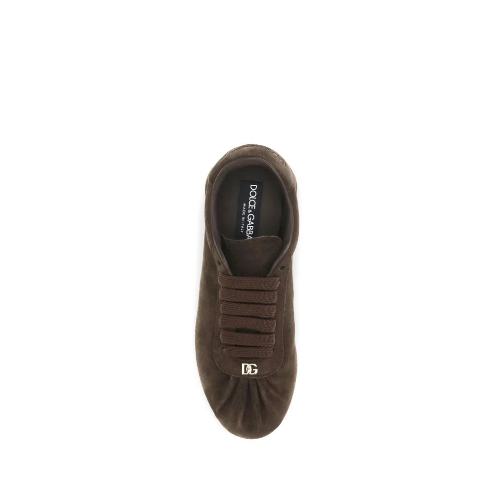 Dolce & Gabbana Brown Suede Leather Low Top Sneakers