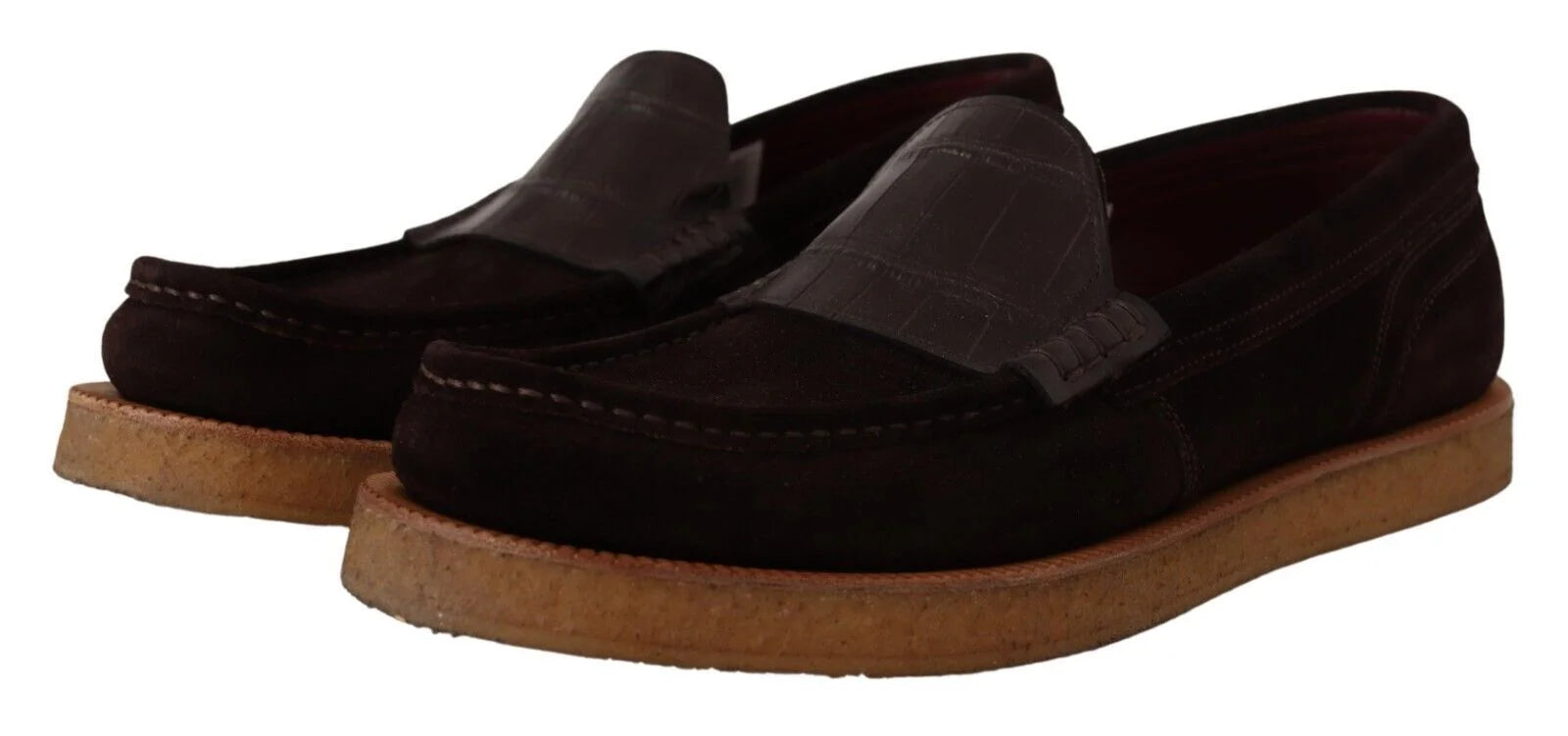 Dolce & Gabbana Brown Suede Leather Slip On Flats Moccasin Shoes - EU44/US11