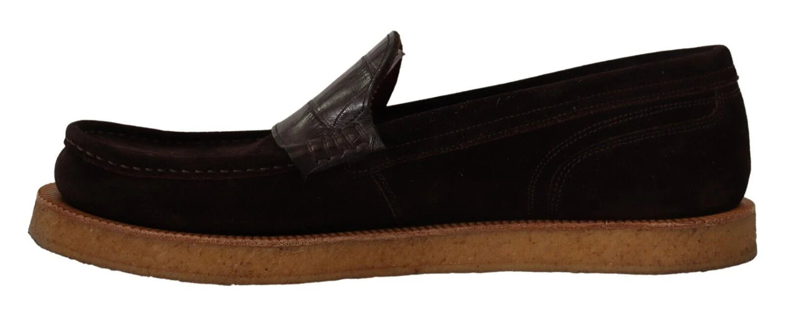 Dolce & Gabbana Brown Suede Leather Slip On Flats Moccasin Shoes - EU44/US11 - Flats