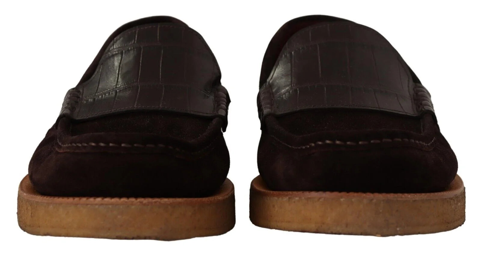 Dolce & Gabbana Brown Suede Leather Slip On Flats Moccasin Shoes - EU44/US11