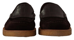 Dolce & Gabbana Brown Suede Leather Slip On Flats Moccasin Shoes - EU44/US11