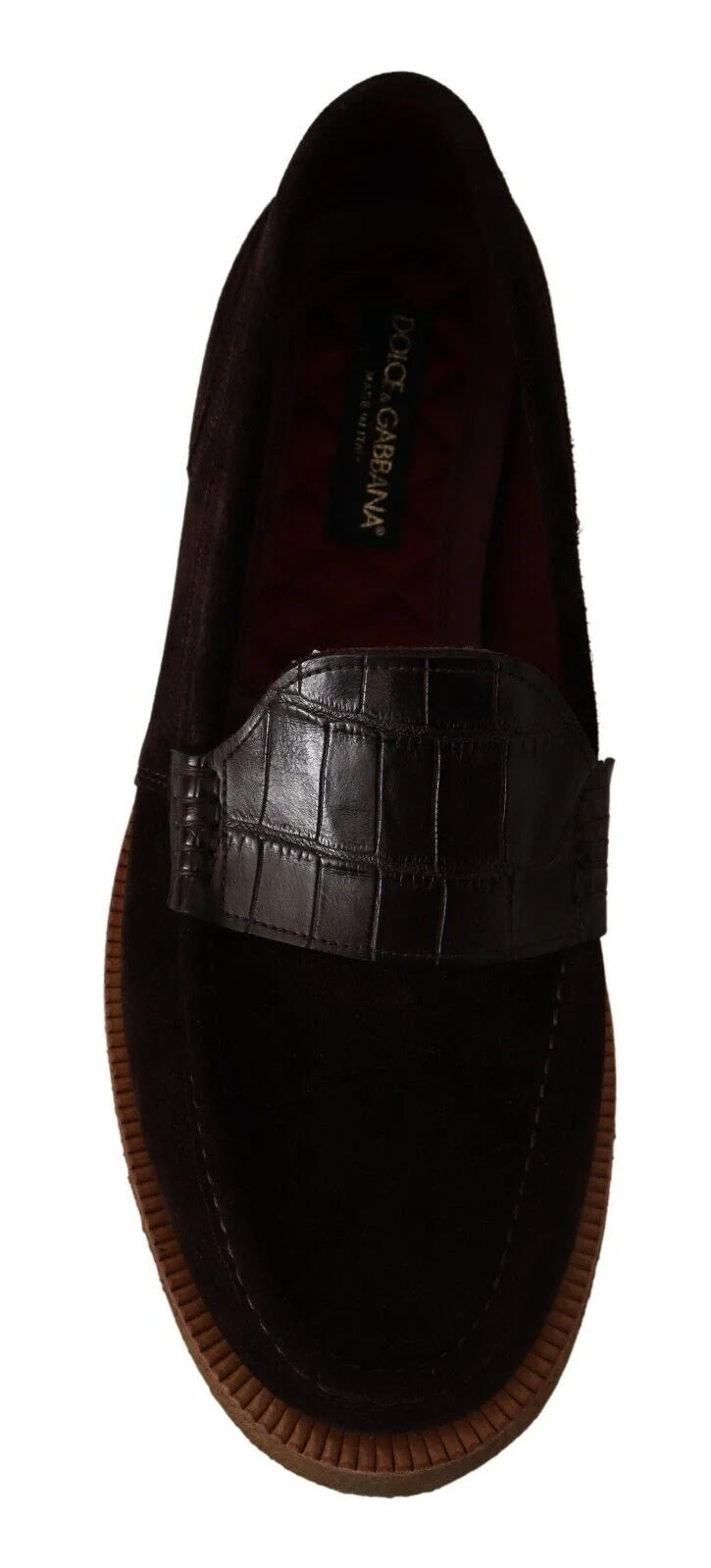 Dolce & Gabbana Brown Suede Leather Slip On Flats Moccasin Shoes - EU44/US11 - Flats