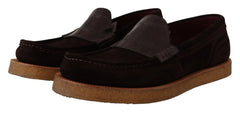 Dolce & Gabbana Brown Suede Leather Slip On Flats Moccasin Shoes - EU44/US11 - Flats